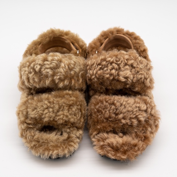 size 37eu 7 US Miu Miu Camel Brown Shearling Sandals - Picture 3 of 11